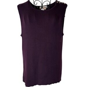 Coldwater Creek Silk and Cotton Blend Knit Sleeveless Top Plum/Purple Size XL